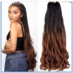 22 Inch 9 Packs Ombre Brown Spiral Loose French Curls Synthetic Extensions